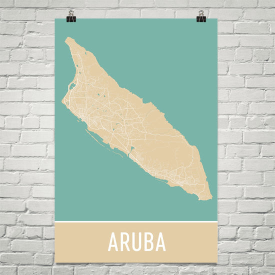 Aruba Island Street Map Poster White