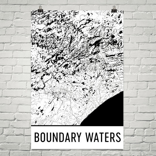 Boundary Waters Street Map Poster White