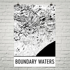 Boundary Waters Street Map Poster White