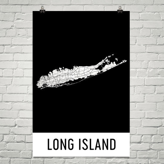 Long Island NY Street Map Poster White