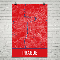 Prague Street Map Poster Red