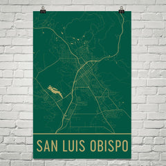 San Luis Obispo Street Map Poster Green