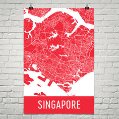 Singapore Street Map Poster Red