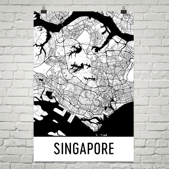 Singapore Street Map Poster White