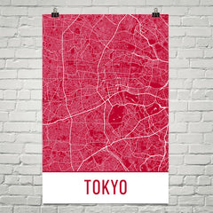 Tokyo Japan Street Map Poster Red