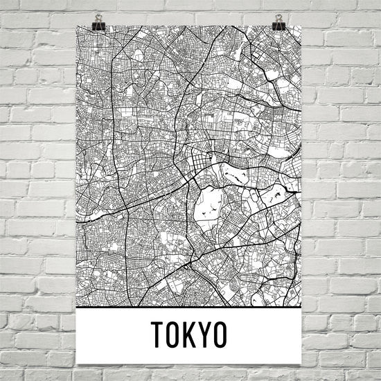 Tokyo Japan Street Map Poster White