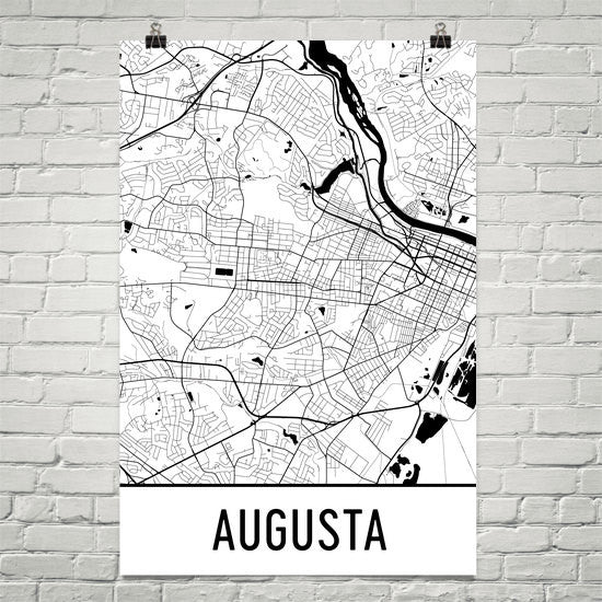 Augusta GA Street Map Poster White