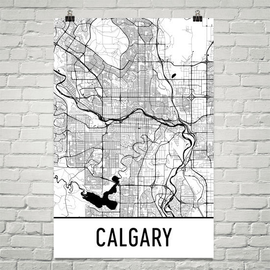 Calgary AB Street Map Poster White