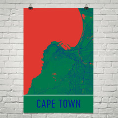 Cape Town SA Street Map Poster Red