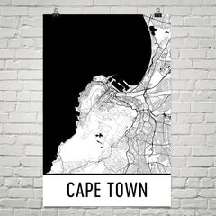 Cape Town SA Street Map Poster White