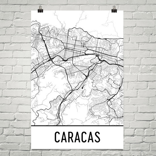 Caracas Street Map Poster White