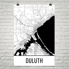 Duluth MN Street Map Poster White