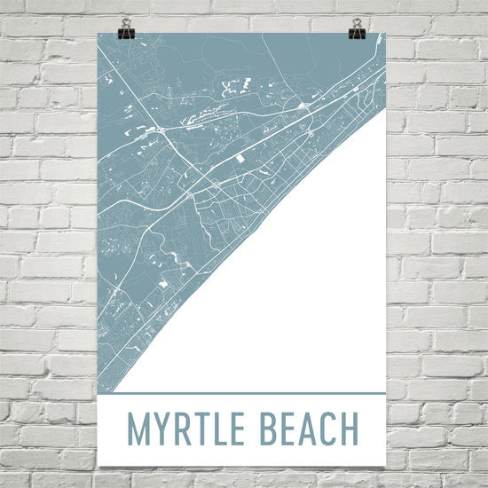 Myrtle SC Beach Street Map Poster White