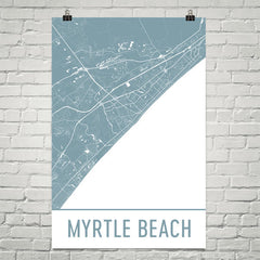 Myrtle SC Beach Street Map Poster White