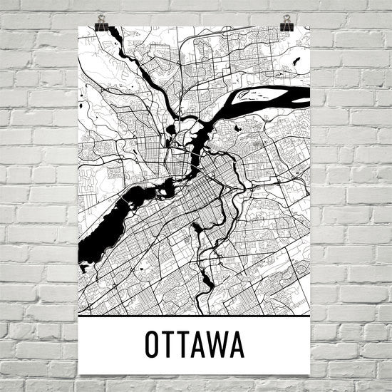 Ottawa ON Street Map Poster White