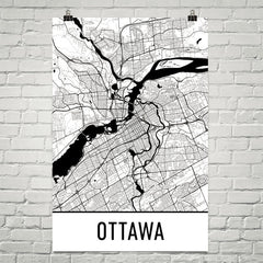 Ottawa ON Street Map Poster White