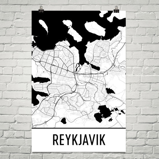 Reykjavik Iceland Street Map Poster White