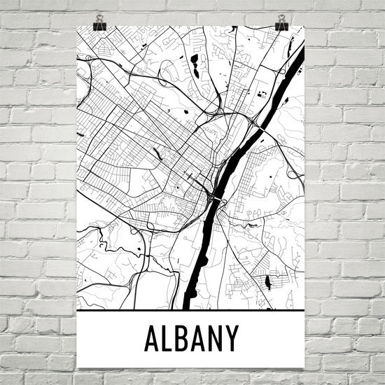 Albany NY Street Map Poster White