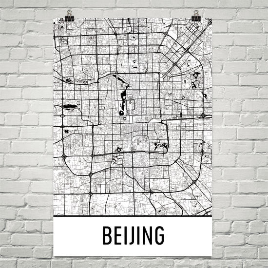 Beijing China Street Map Poster White
