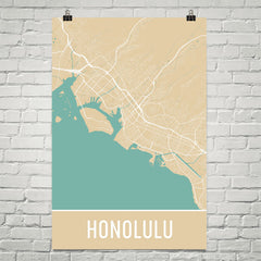 Honolulu HI Street Map Poster Black