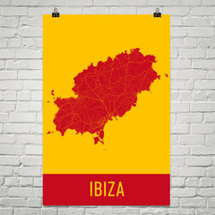 Ibiza Spain Street Map Poster Red