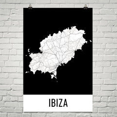 Ibiza Spain Street Map Poster White