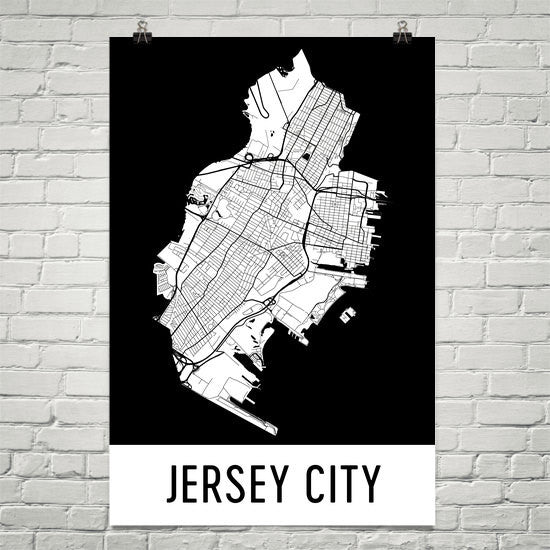 Jersey City  Street Map Poster White