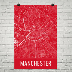 Manchester Street Map Poster Red