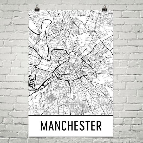 Manchester Street Map Poster White