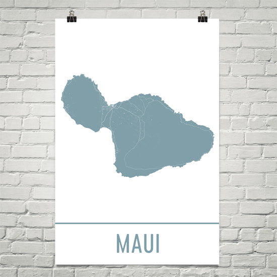 Maui Hawaii Street Map Poster White