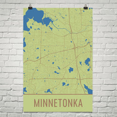 Minnetonka MN Street Map Poster Green