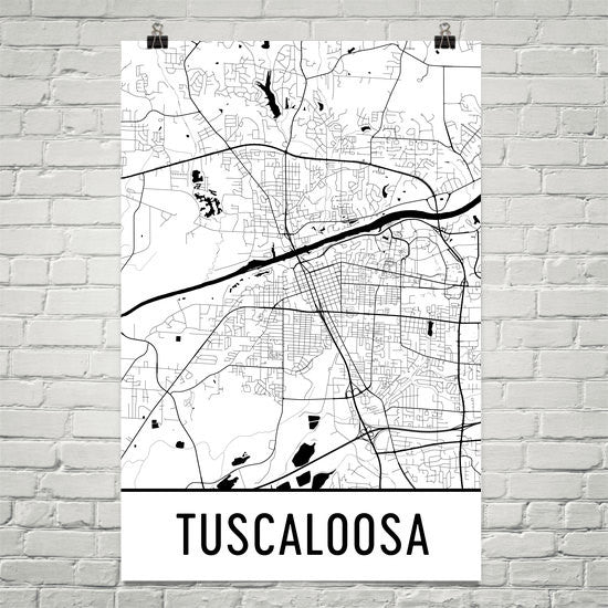 Tuscaloosa AL Street Map Poster White