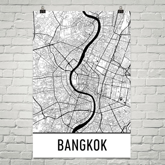 Bangkok Street Map Poster White