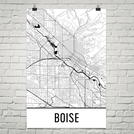 Boise Idaho Street Map Poster White