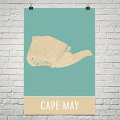 Cape May NJ Street Map Poster Black