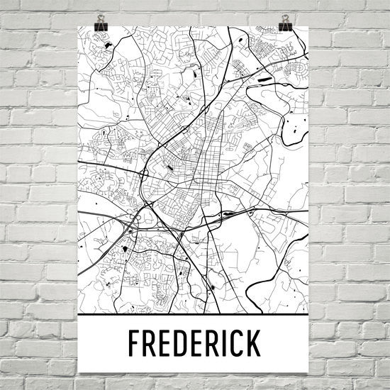 Frederick MD Street Map Poster White