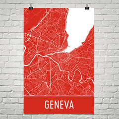 Geneva Street Map Poster Red