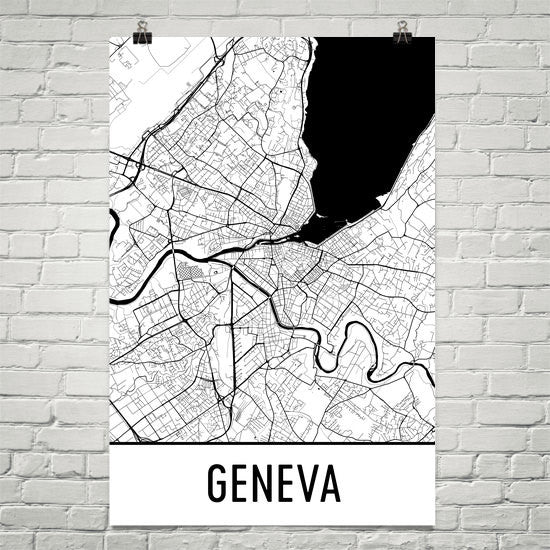 Geneva Street Map Poster White