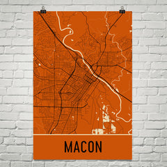 Macon GA Street Map Poster Orange