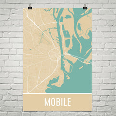 Mobile AL Street Map Poster Black