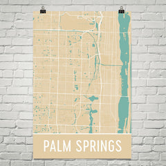 Palm Springs FL Street Map Poster Black