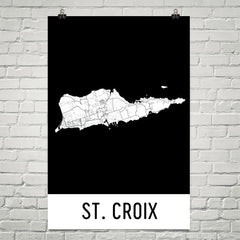 St. Croix Street Map Poster Tan and Blue