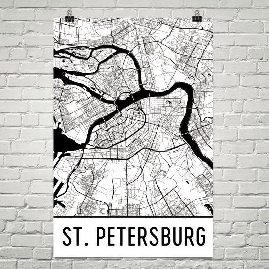 St. Petersburg Russia Street Map Poster White
