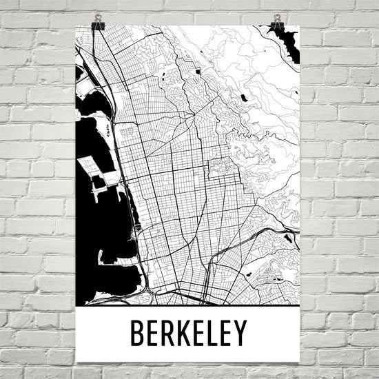 Berkeley CA Street Map Poster White