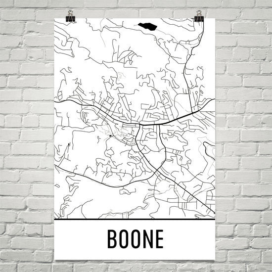 Boone NC Street Map Poster White