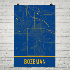 Bozeman MT Street Map Poster Blue