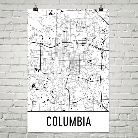 Columbia MO Street Map Poster White