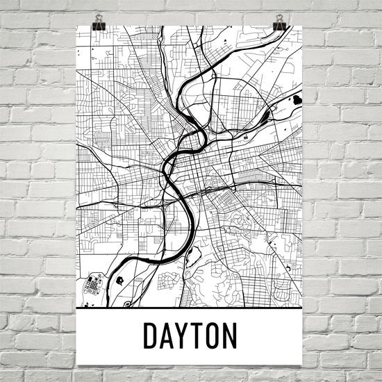 Dayton OH Street Map Poster White