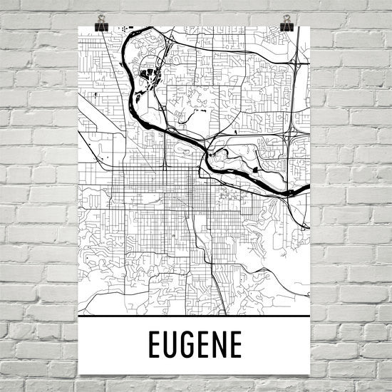 Eugene OR Street Map Poster White