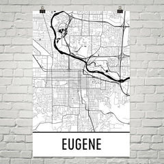 Eugene OR Street Map Poster White